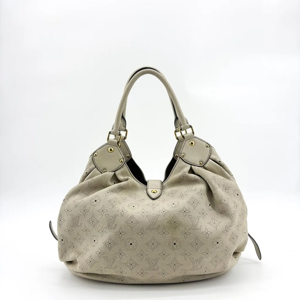 Louis Vuitton Mahina L Shoulder Bag Taupe Beige Leather Good - Inside View