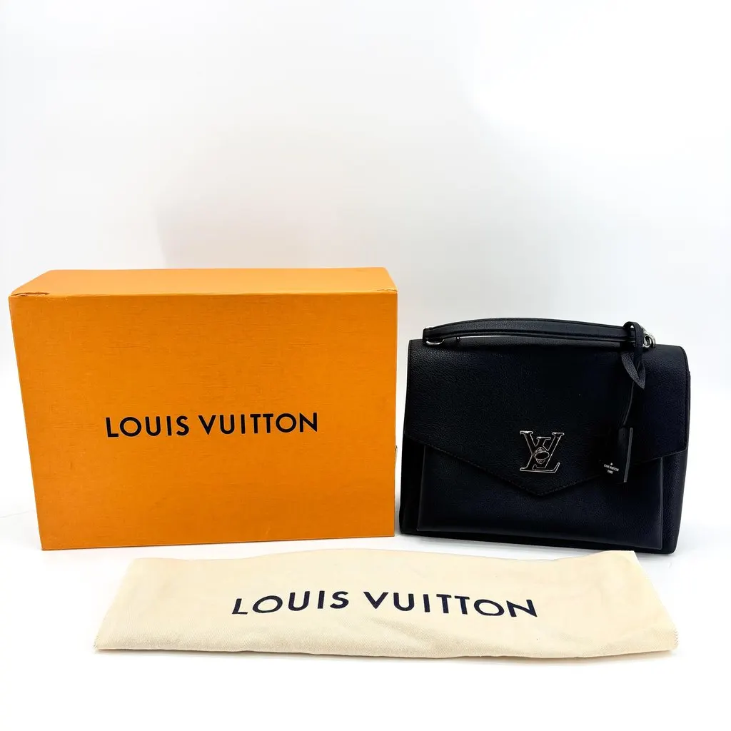 Louis Vuitton Lockme Ever MM Navy Silver Hardware Navy Leather Good - Back View