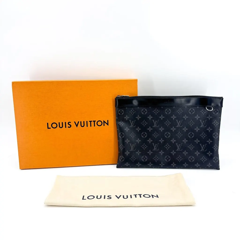Louis Vuitton Pochette Discovery Monogram Eclipse Black Canvas Good - Back View