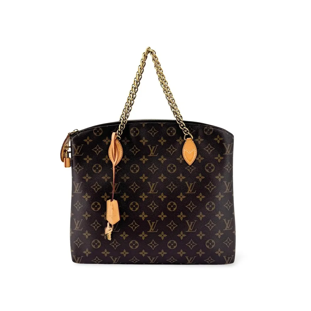 Louis Vuitton Monogram Lockit Chain MM Beige Canvas Good - Front View