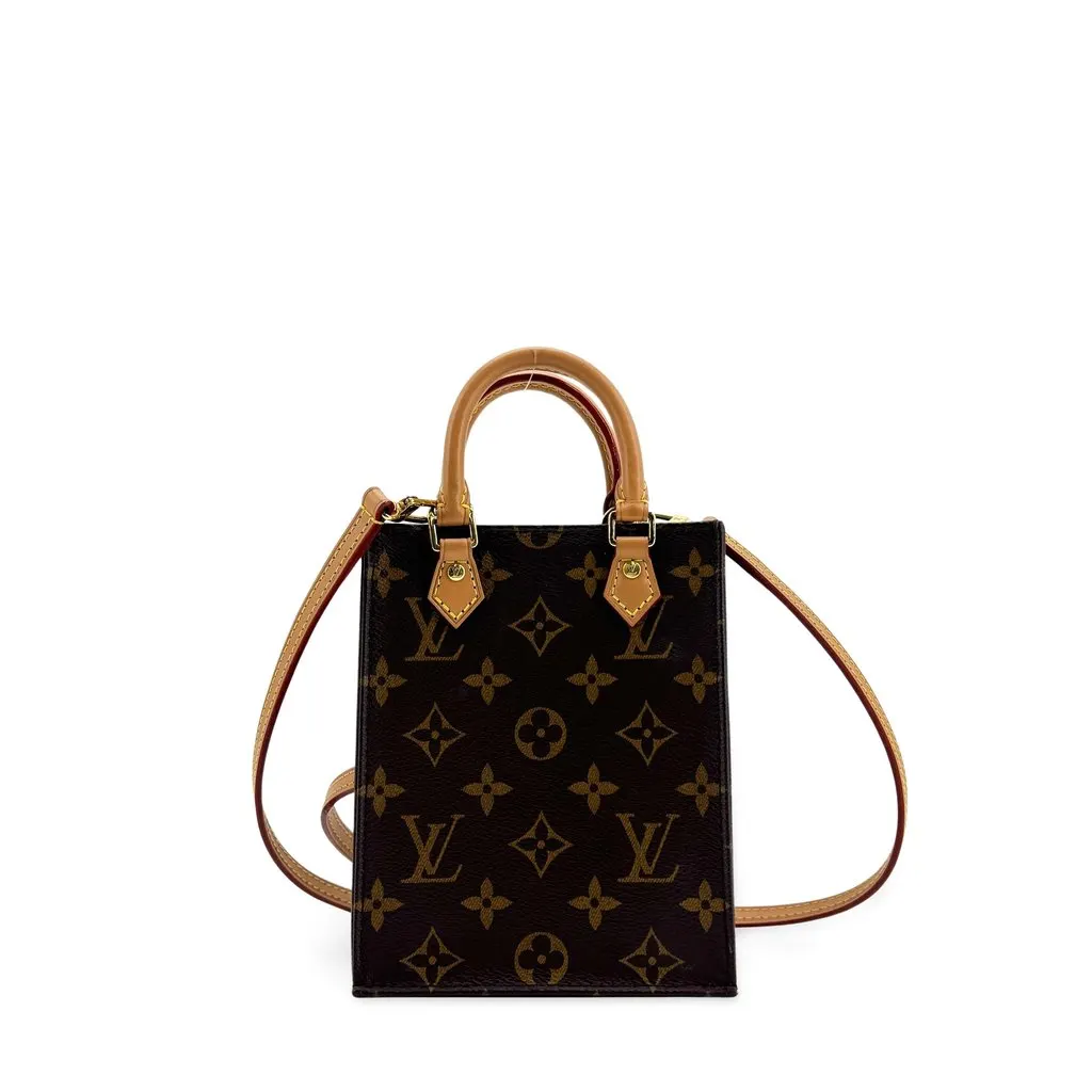 Louis Vuitton Petit Sac Plat Monogram Beige Canvas Very good - Front View