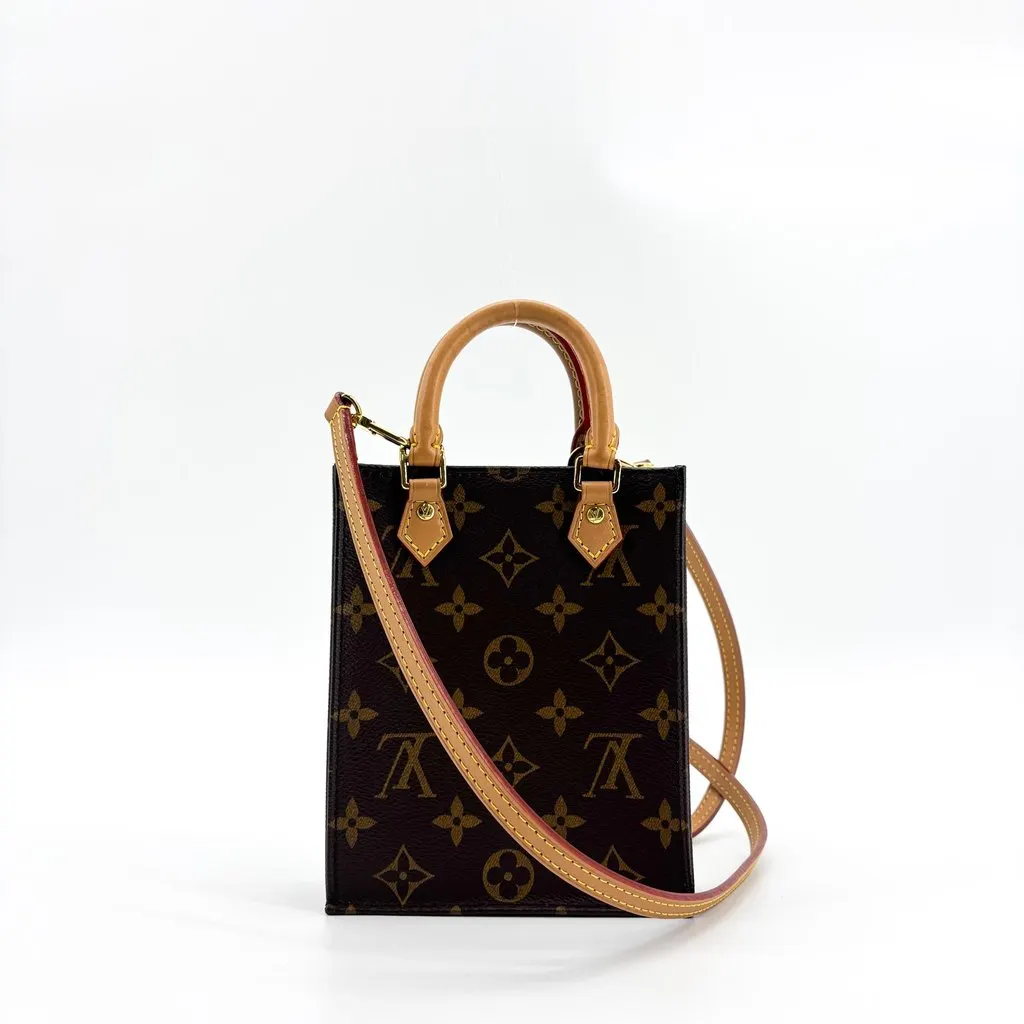 Louis Vuitton Petit Sac Plat Monogram Beige Canvas Very good - Back View