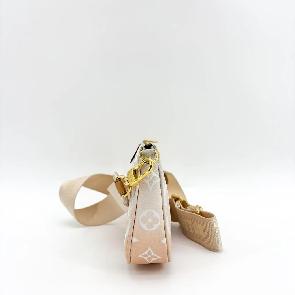Louis Vuitton By The Pool Multi Pochette Accessoires Rose Claire Beige Canvas Good - Model View