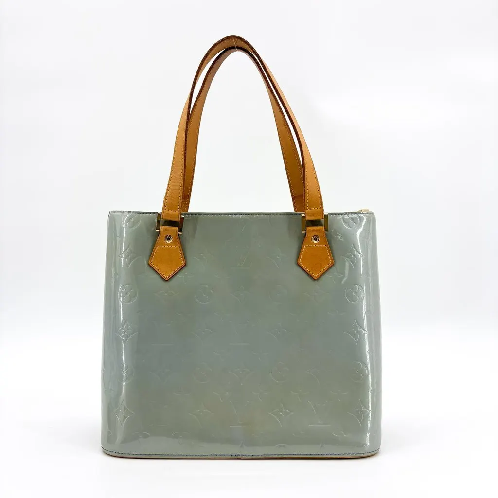 Louis Vuitton Monogram Vernis Houston Tote Bag Grey Blue Blue Leather Good - Back View