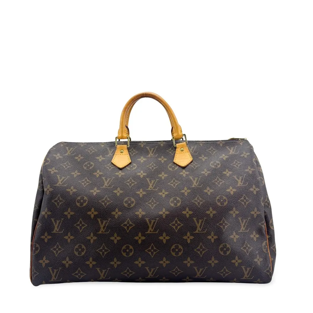 Louis Vuitton Monogram Speedy 35 Beige Canvas Good - Front View