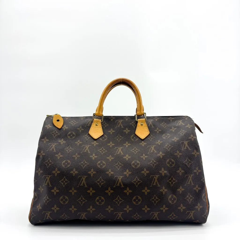 Louis Vuitton Monogram Speedy 35 Beige Canvas Good - Back View