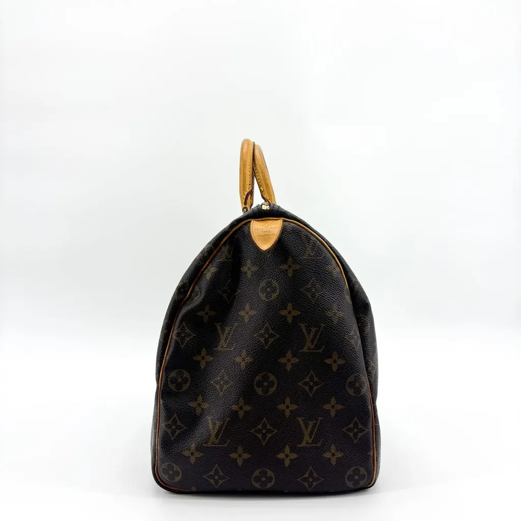 Louis Vuitton Monogram Speedy 35 Beige Canvas Good - Model View