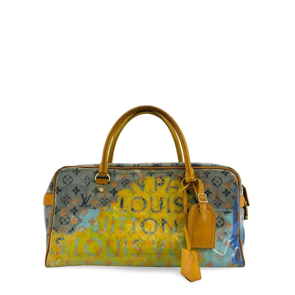 Louis Vuitton Monogram Pulp Weekender PM Yellow Blue Canvas Good - Front View