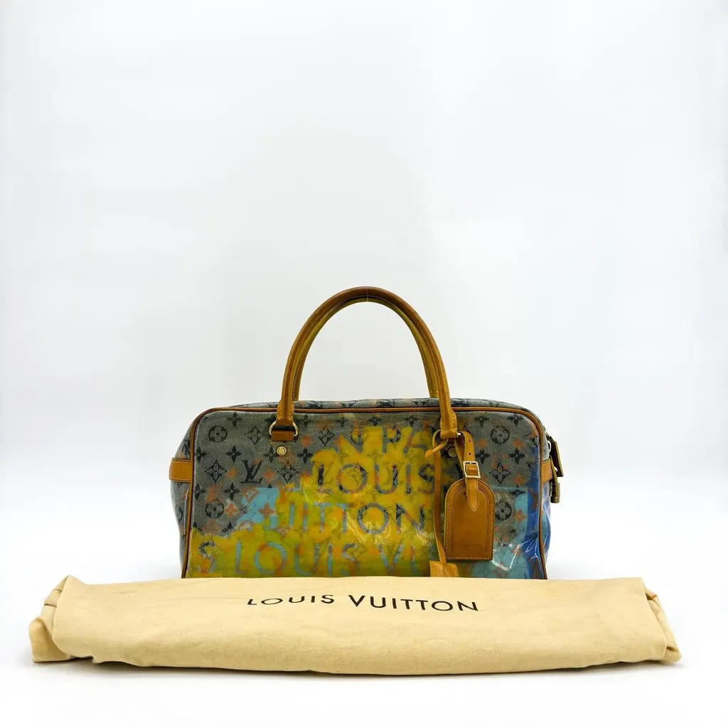 Louis Vuitton Monogram Pulp Weekender PM Yellow Blue Canvas Good - Back View