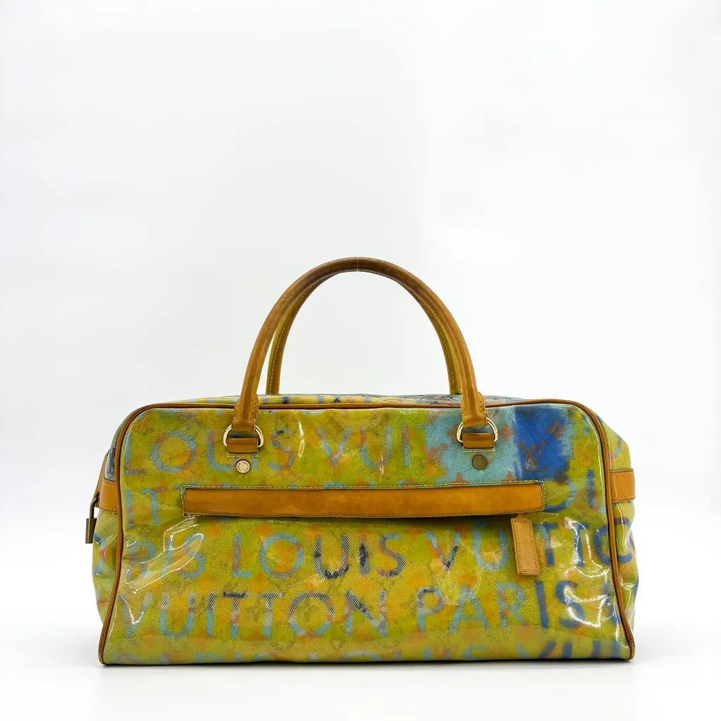 Louis Vuitton Monogram Pulp Weekender PM Yellow Blue Canvas Good - Inside View