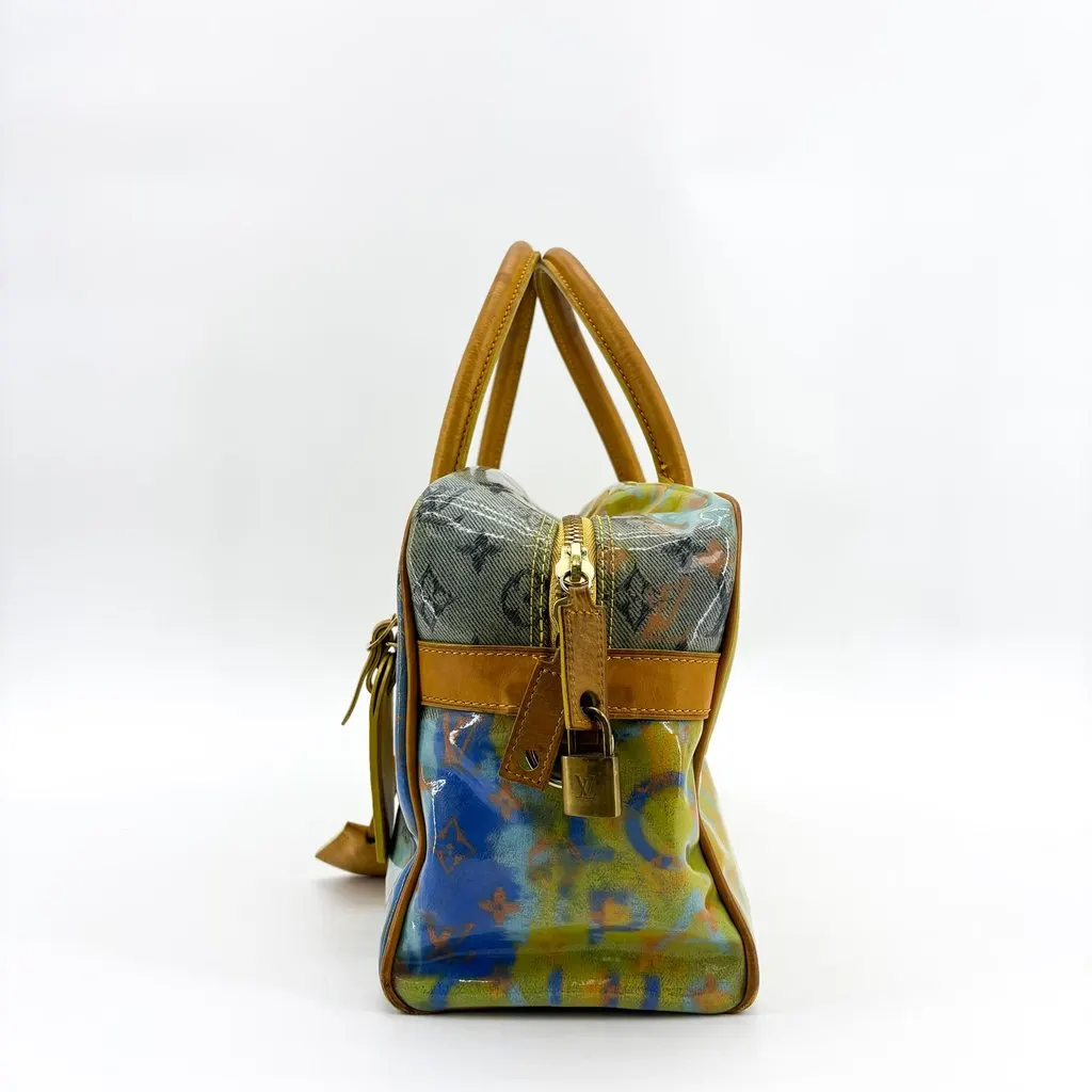 Louis Vuitton Monogram Pulp Weekender PM Yellow Blue Canvas Good - Model View