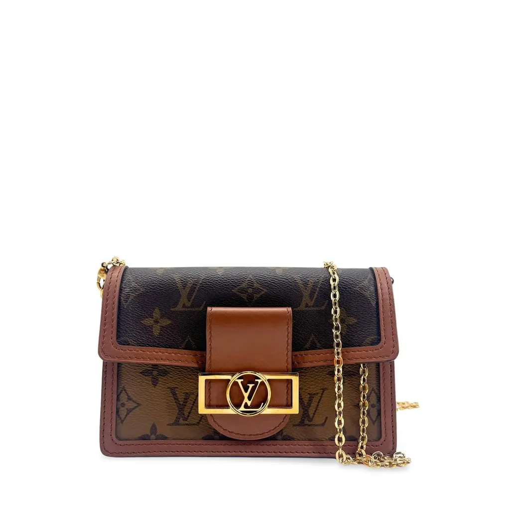Louis Vuitton Micro Dauphine Chain Bag Monogram Reverse Brown Canvas Very good - Front View