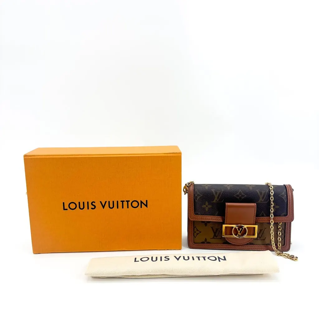 Louis Vuitton Micro Dauphine Chain Bag Monogram Reverse Brown Canvas Very good - Back View