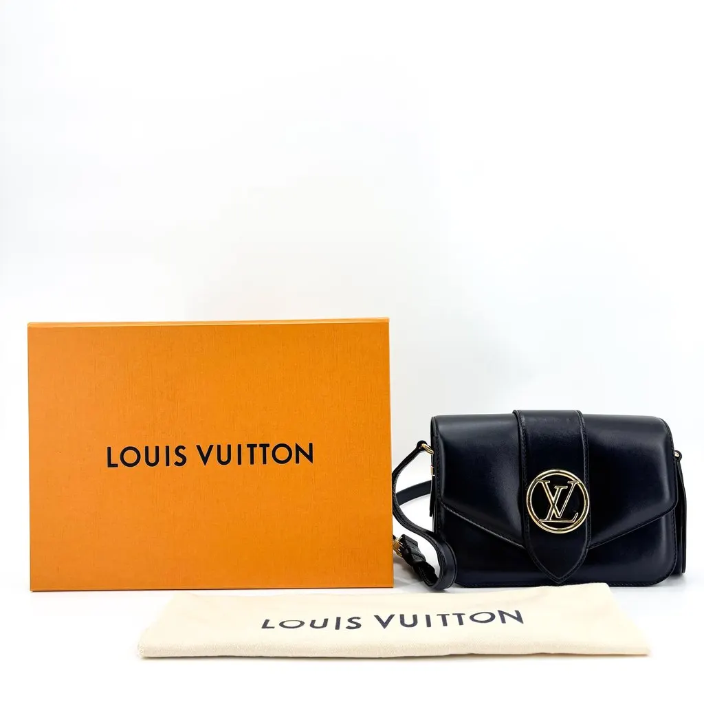 Louis Vuitton LV Pont 9 Shoulder Bag Black Black Leather Very good - Back View