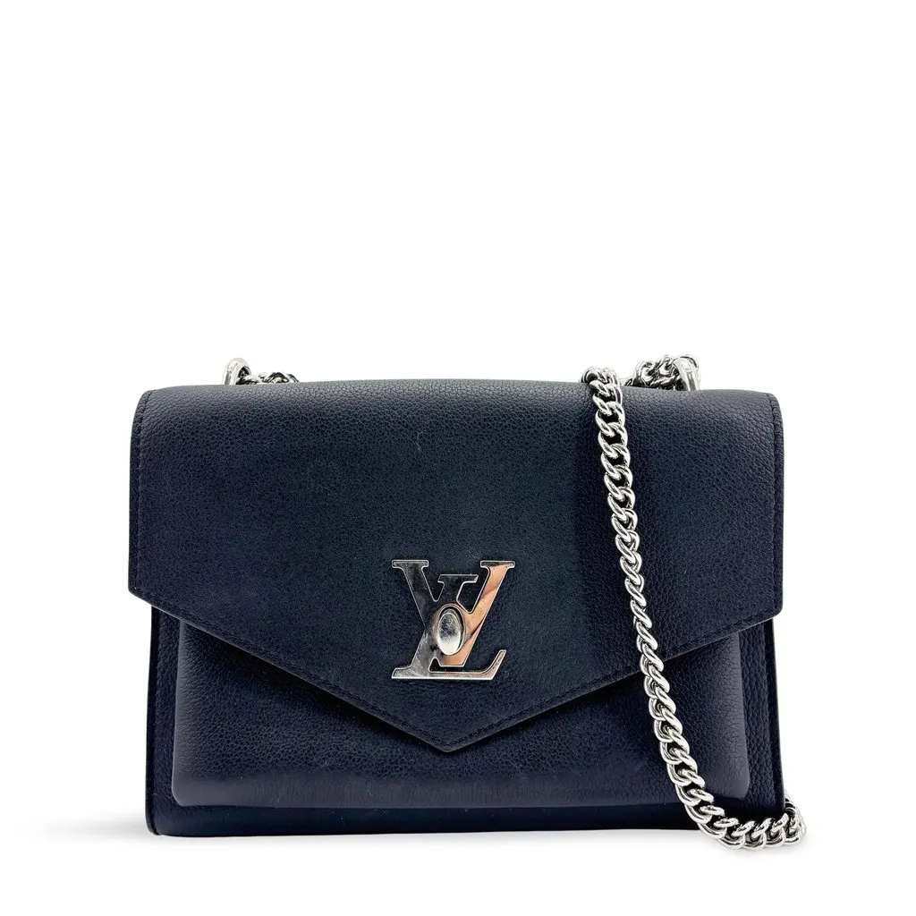 Louis Vuitton Lockme II BB Chain Shoulder Bag Navy Navy Leather Good - Front View