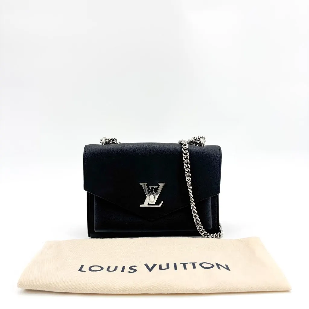 Louis Vuitton Lockme II BB Chain Shoulder Bag Navy Navy Leather Good - Back View
