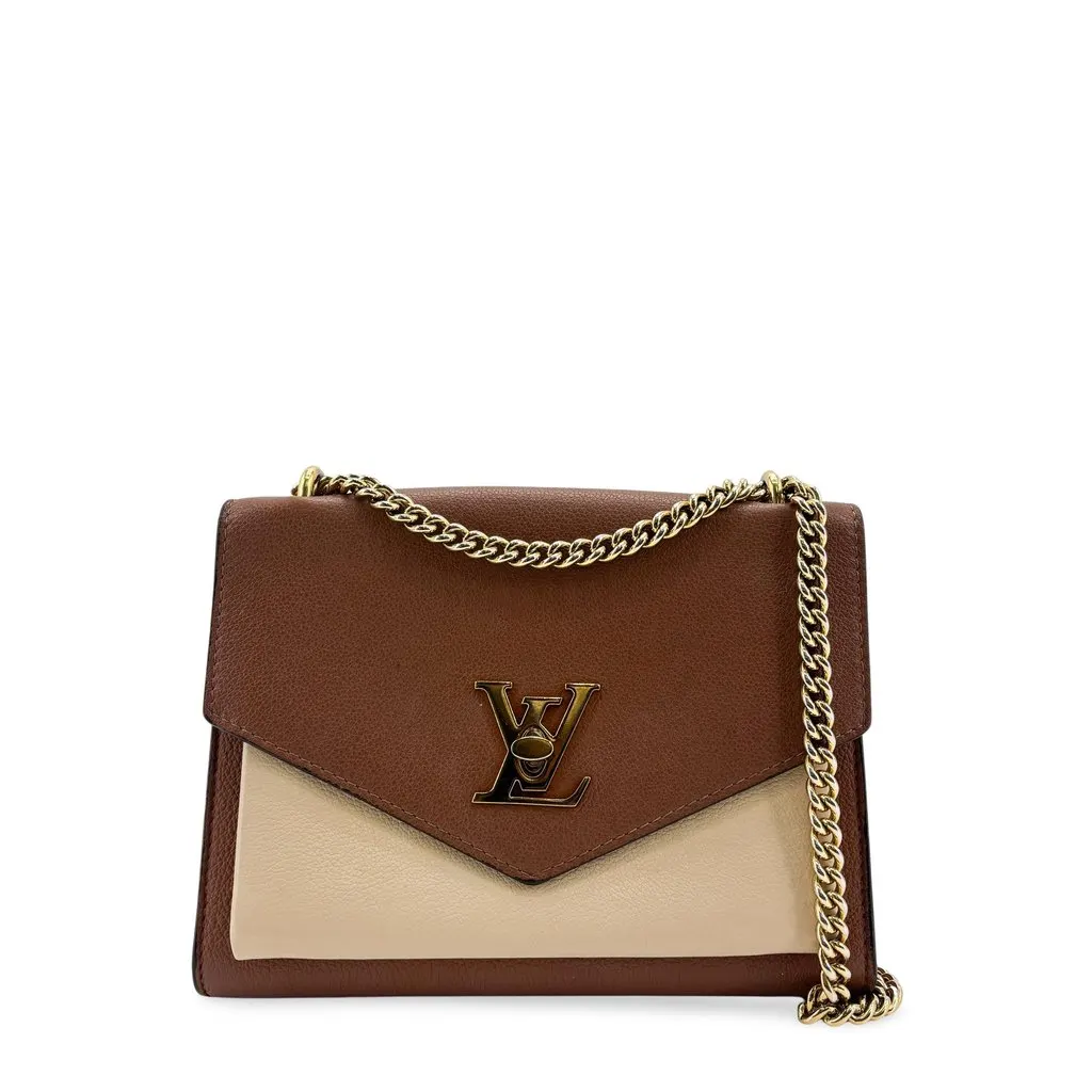 Louis Vuitton Lockme II BB Shoulder Bag Brown Beige Beige Leather Good - Front View
