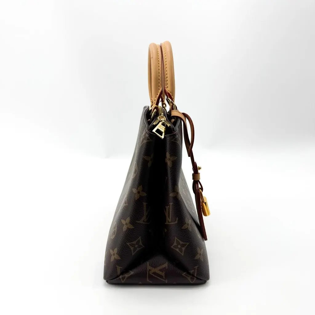 Louis Vuitton Monogram Flower Zipped Tote PM Beige Canvas Very good - Model View