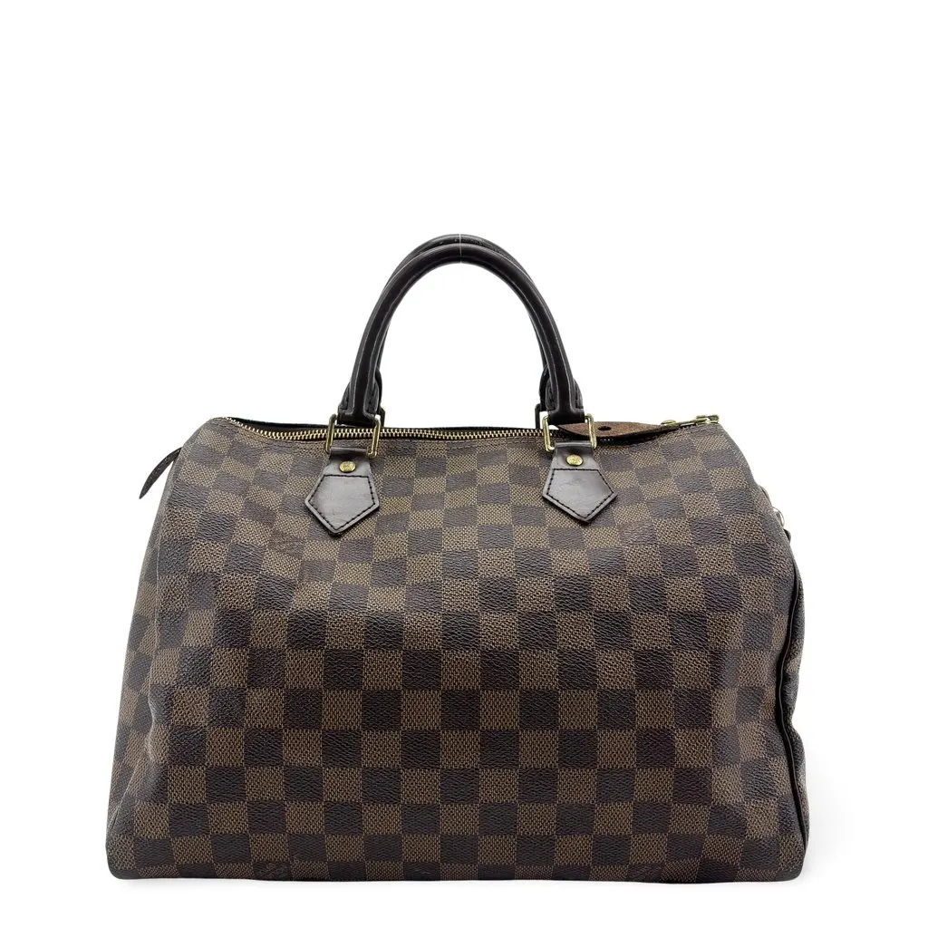 Louis Vuitton Damier Ebene Speedy 30 Brown Canvas Good - Front View