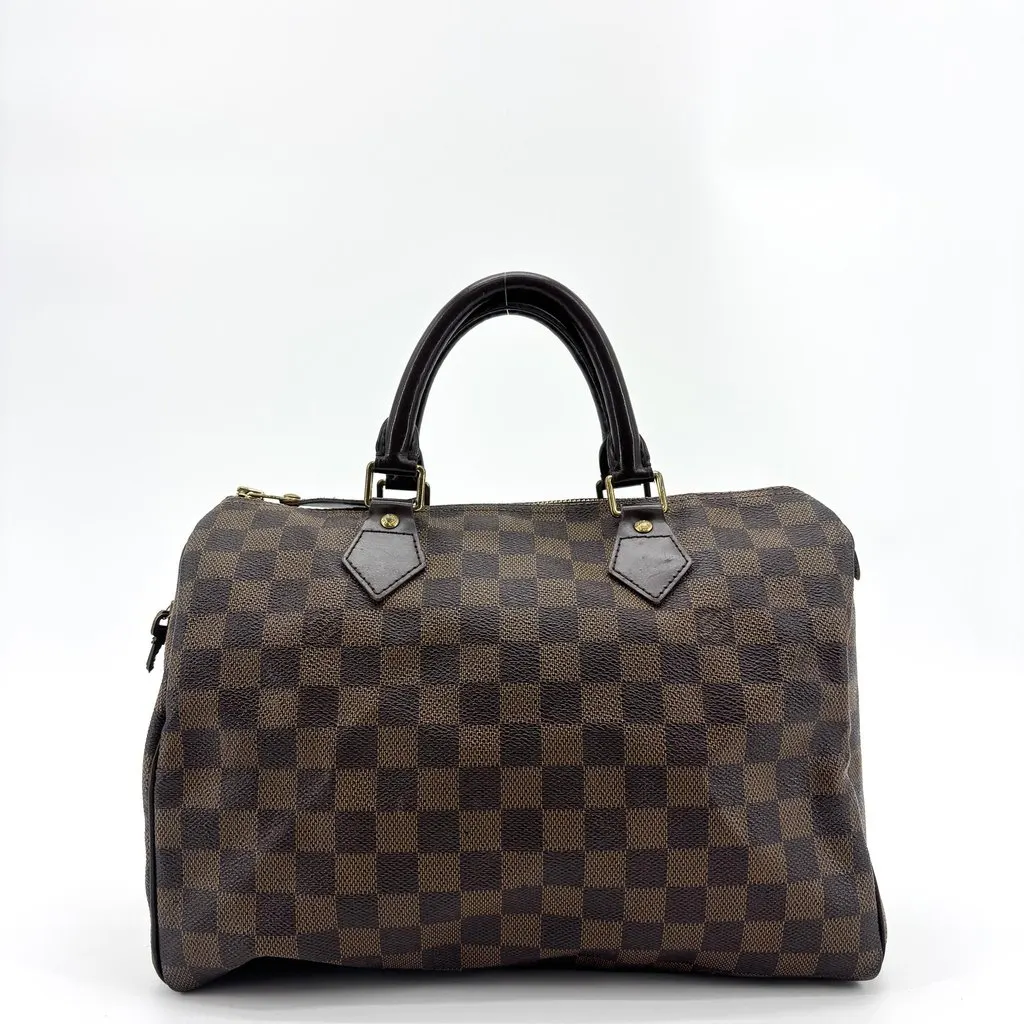 Louis Vuitton Damier Ebene Speedy 30 Brown Canvas Good - Back View