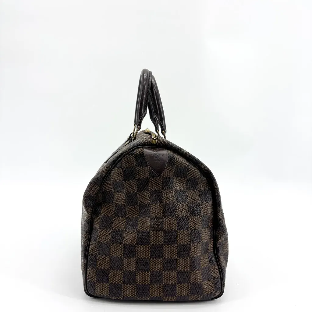 Louis Vuitton Damier Ebene Speedy 30 Brown Canvas Good - Model View