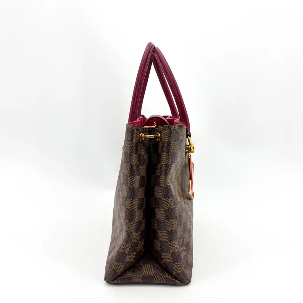 Louis Vuitton Damier Ebene Riverside Tote Cerise Brown Canvas Good - Box View