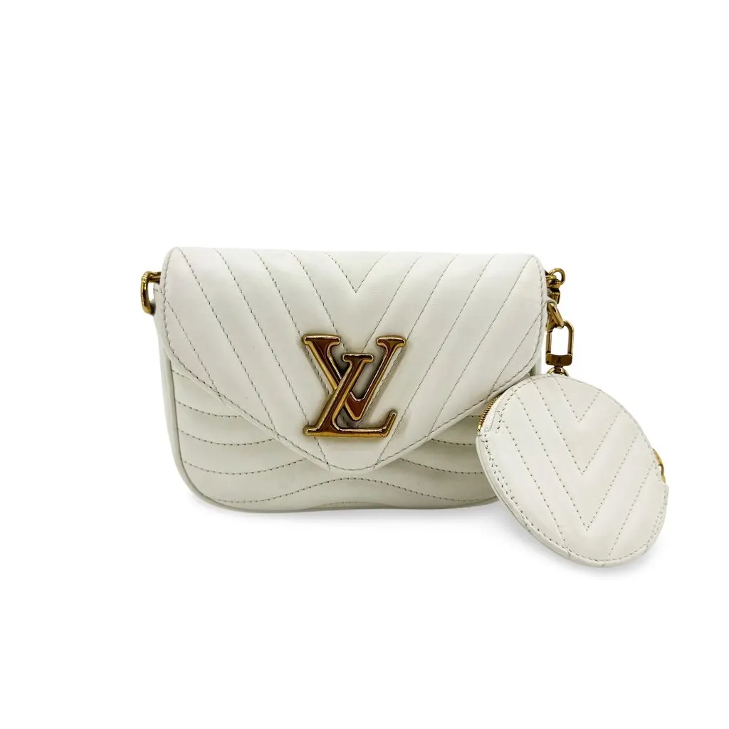 Louis Vuitton New Wave Multi-Pochette Snow White Leather Good - Front View