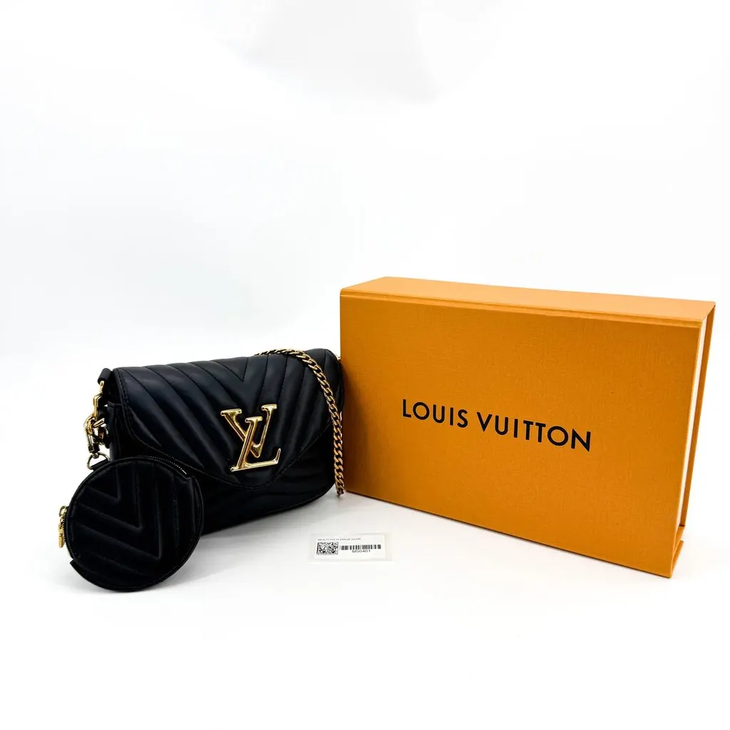 Louis Vuitton New Wave Chain Bag PM Black Gold Black Leather Good - Back View