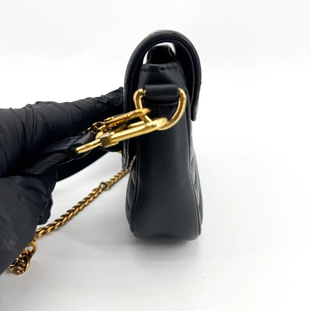 Louis Vuitton New Wave Chain Bag PM Black Gold Black Leather Good - Model View