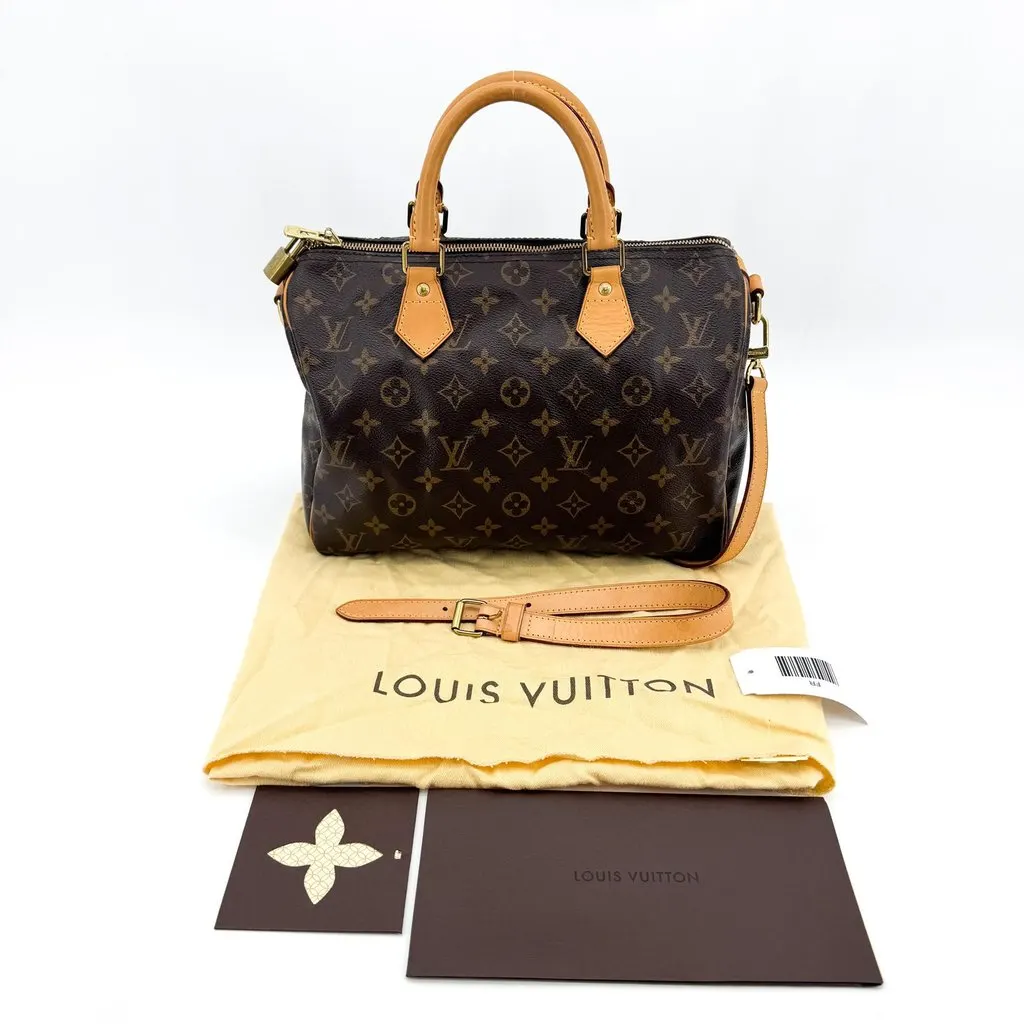 Louis Vuitton Monogram Speedy Bandouliere 30 Brown Brown Canvas Good - Back View