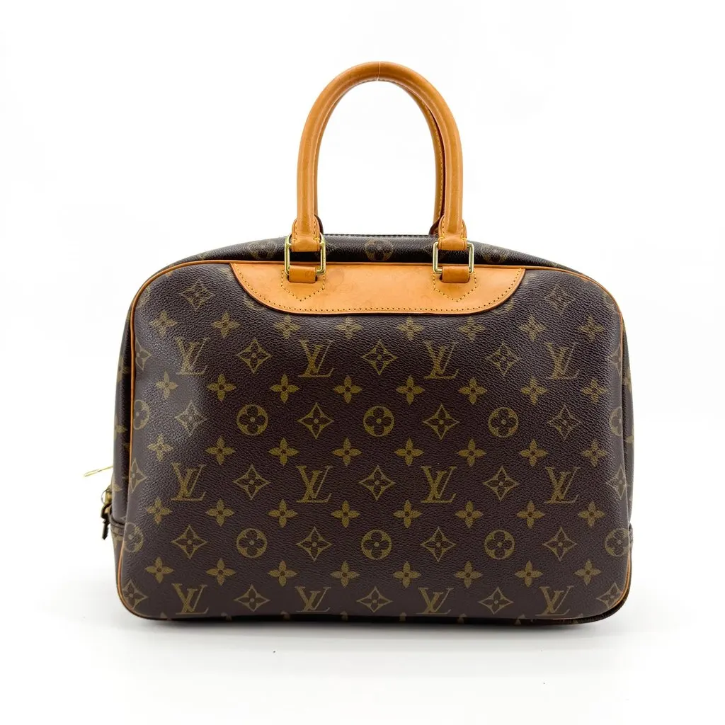 Louis Vuitton Monogram Deauville Bag Brown Beige Canvas Good - Back View