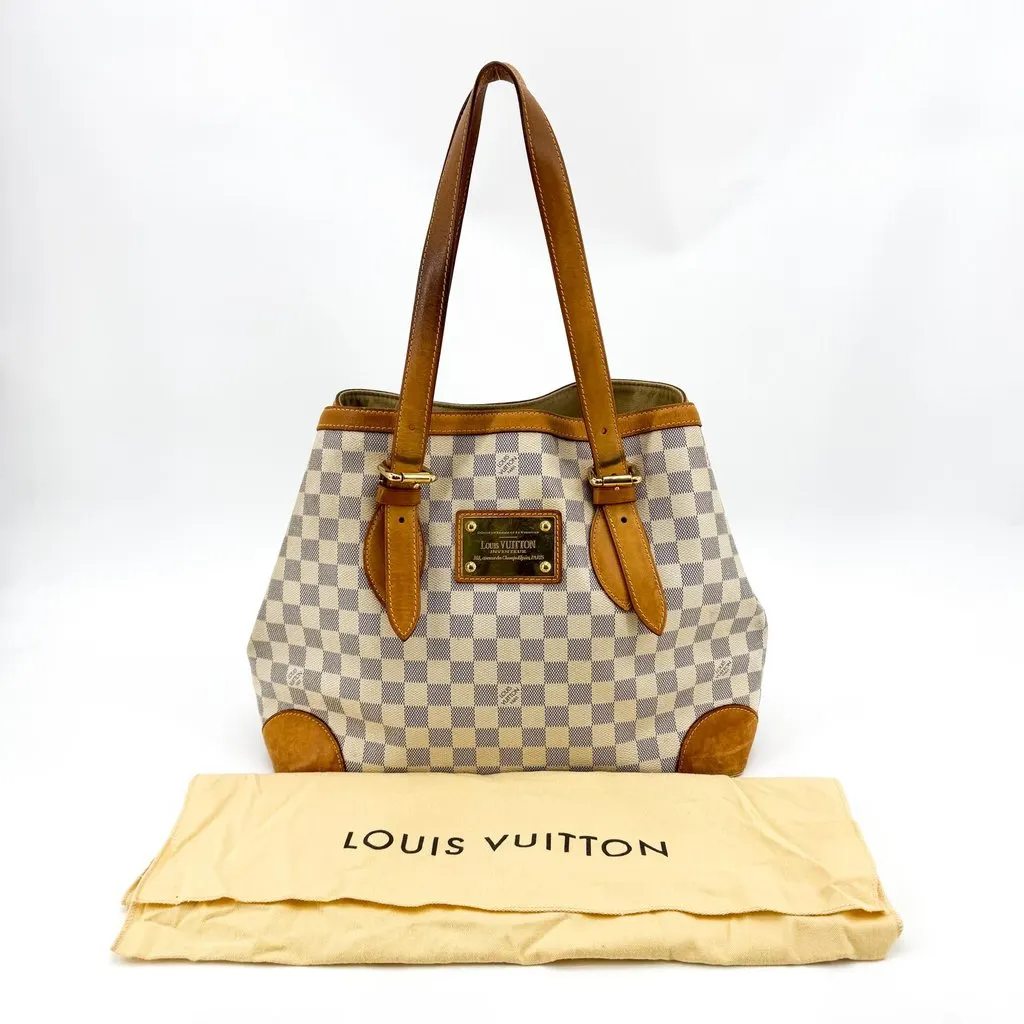 Louis Vuitton Damier Azur Hampstead PM Beige Canvas Good - Back View