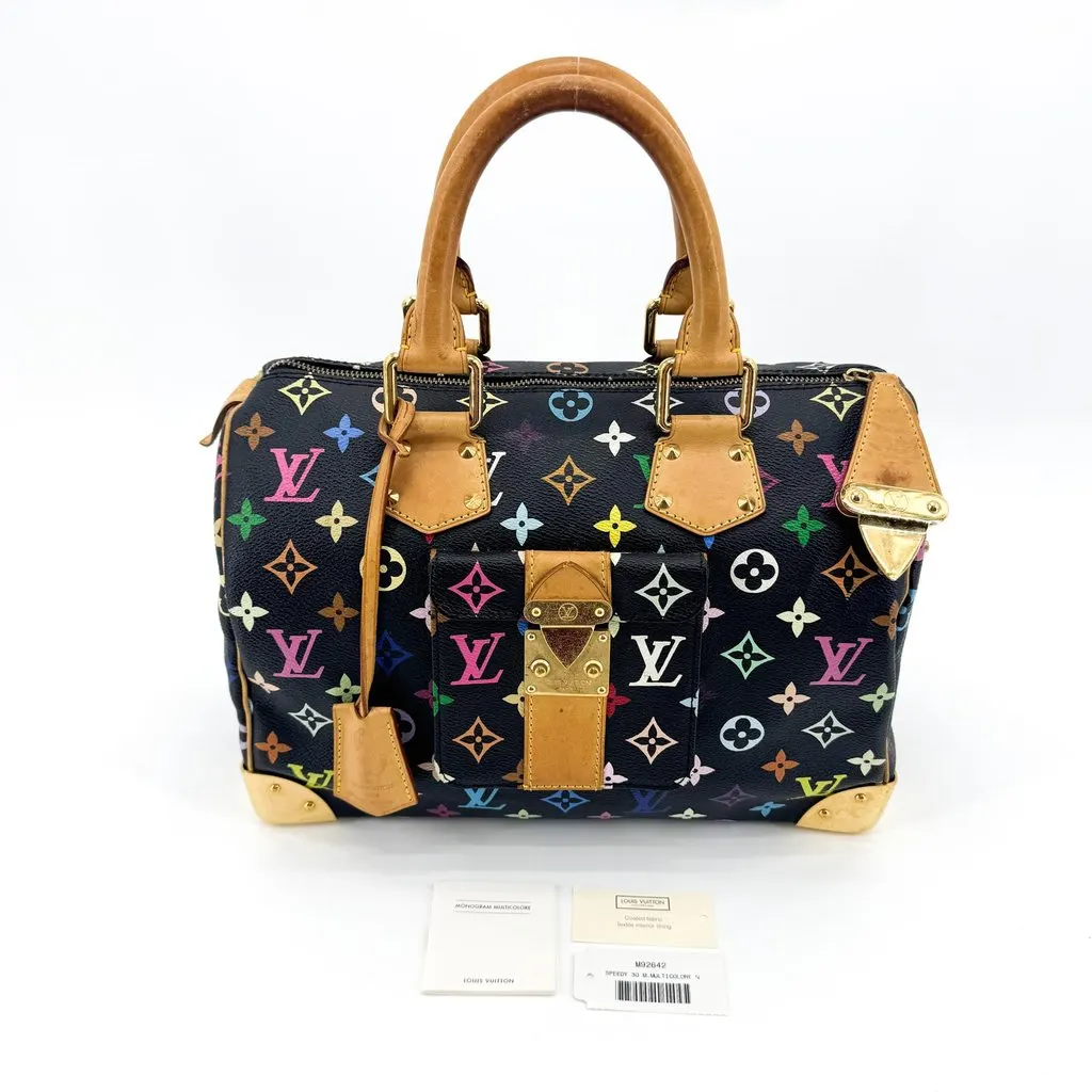 Louis Vuitton Monogram Multicolor Speedy 30 Black Black Canvas Good - Back View