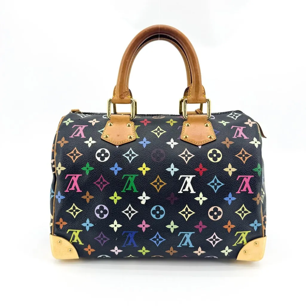 Louis Vuitton Monogram Multicolor Speedy 30 Black Black Canvas Good - Inside View