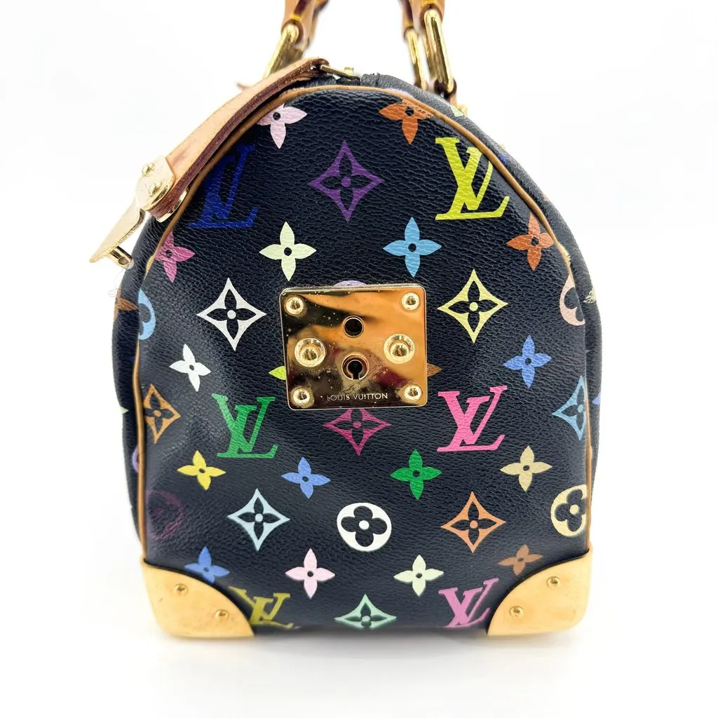 Louis Vuitton Monogram Multicolor Speedy 30 Black Black Canvas Good - Model View