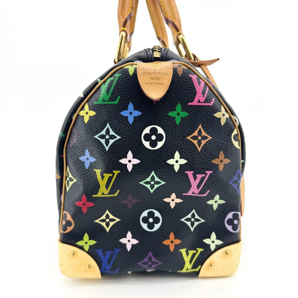 Louis Vuitton Monogram Multicolor Speedy 30 Black Black Canvas Good - Box View