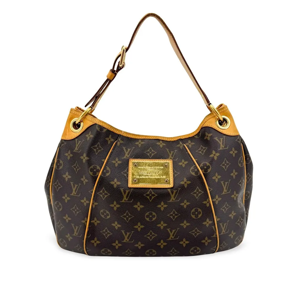 Louis Vuitton Monogram Galliera PM Shoulder Bag Brown Canvas Good - Front View