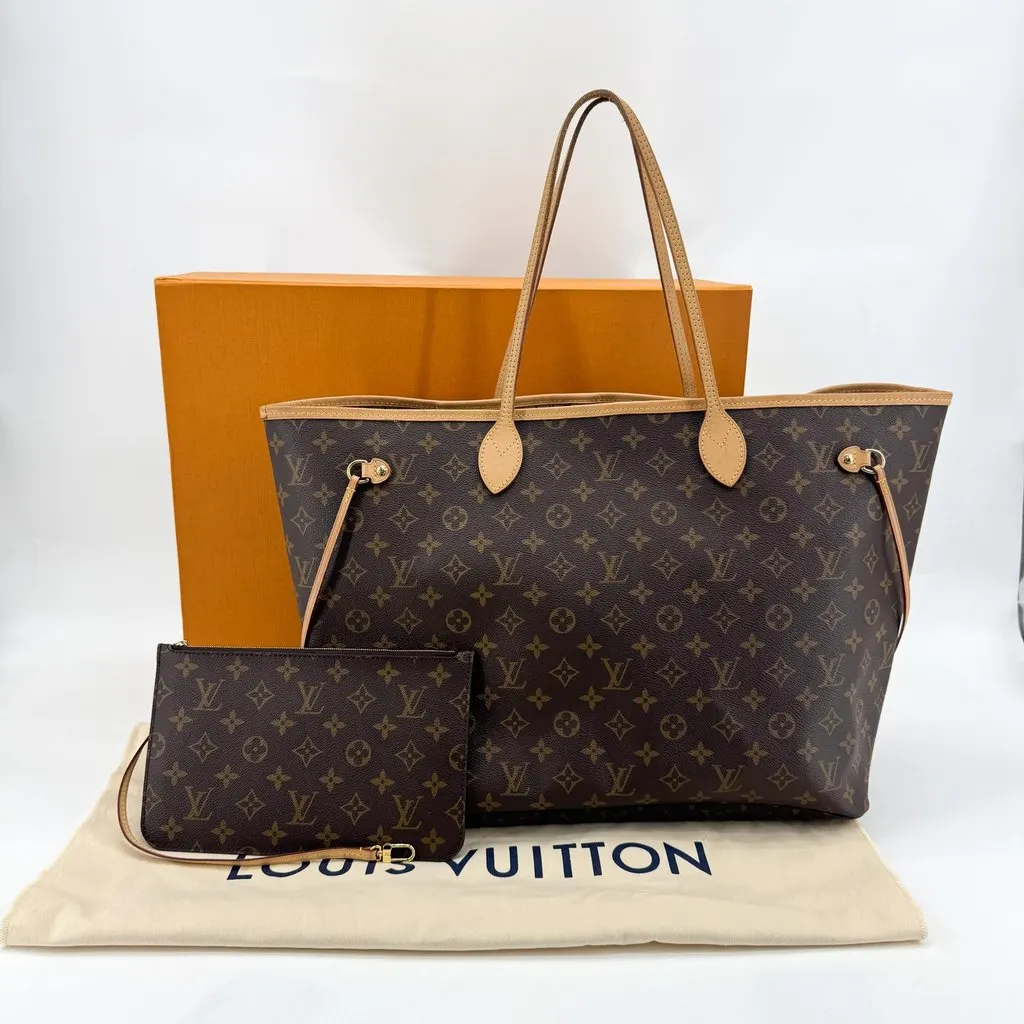 Louis Vuitton Neverfull MM Monogram Brown Beige Canvas Very good - Back View
