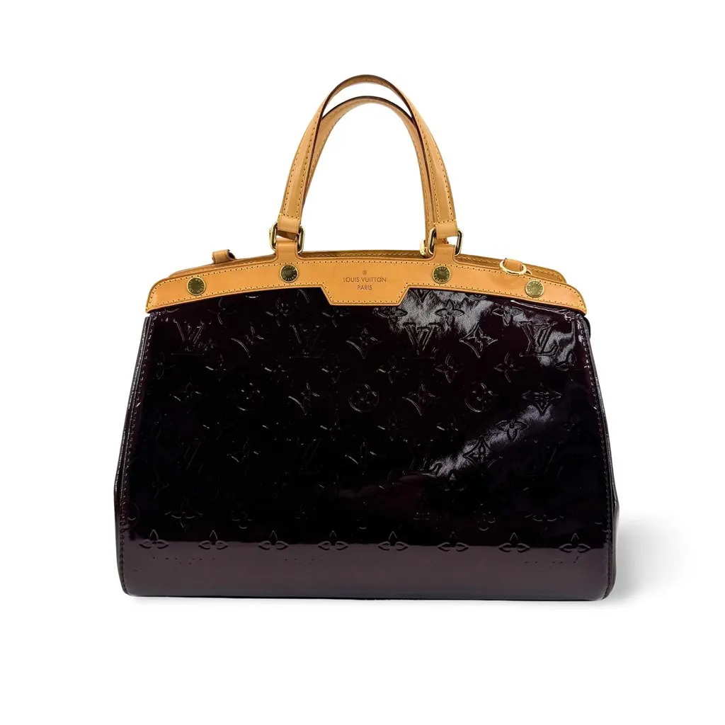 Louis Vuitton Monogram Vernis Brea MM Amarante Beige Leather Good - Front View