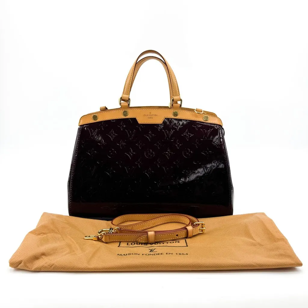 Louis Vuitton Monogram Vernis Brea MM Amarante Beige Leather Good - Back View