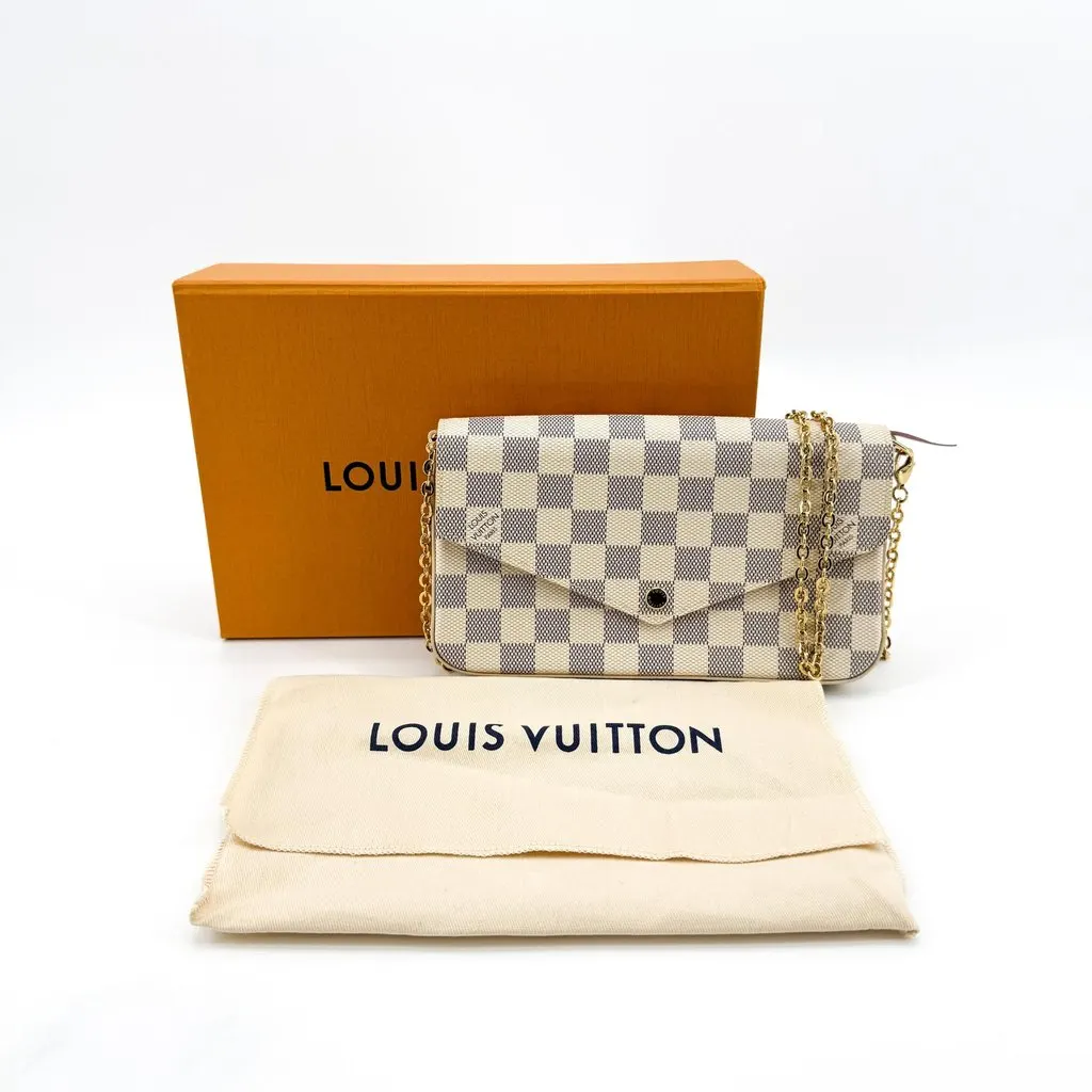Louis Vuitton Pochette Felicie Damier Azur Gold Beige Canvas Very good - Back View
