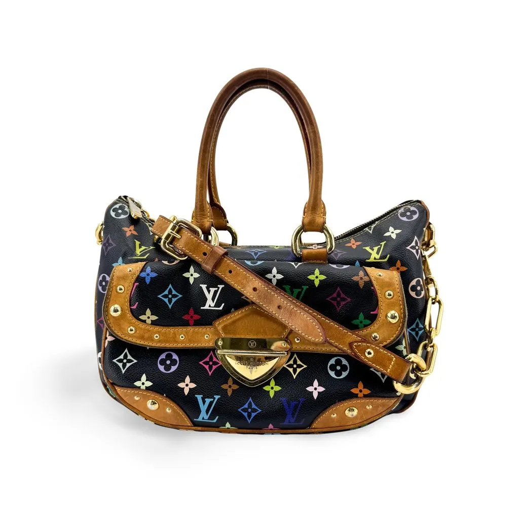 Louis Vuitton Monogram Multicolore Rita Black Black Canvas Good - Front View