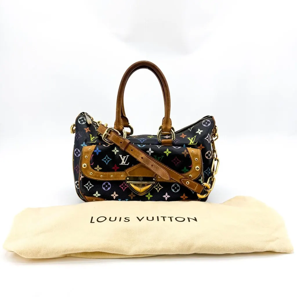 Louis Vuitton Monogram Multicolore Rita Black Black Canvas Good - Back View