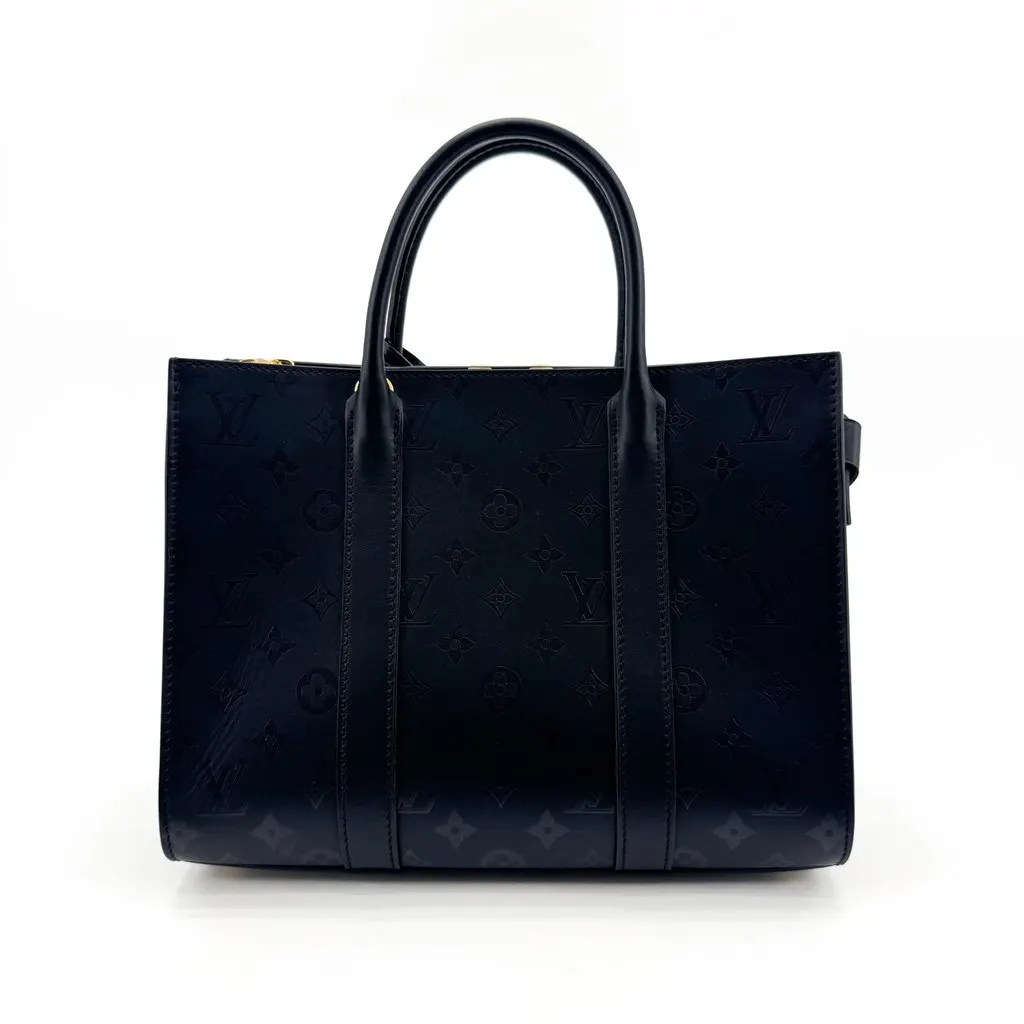 Louis Vuitton Very Tote MM Black Black Leather Good - Back View
