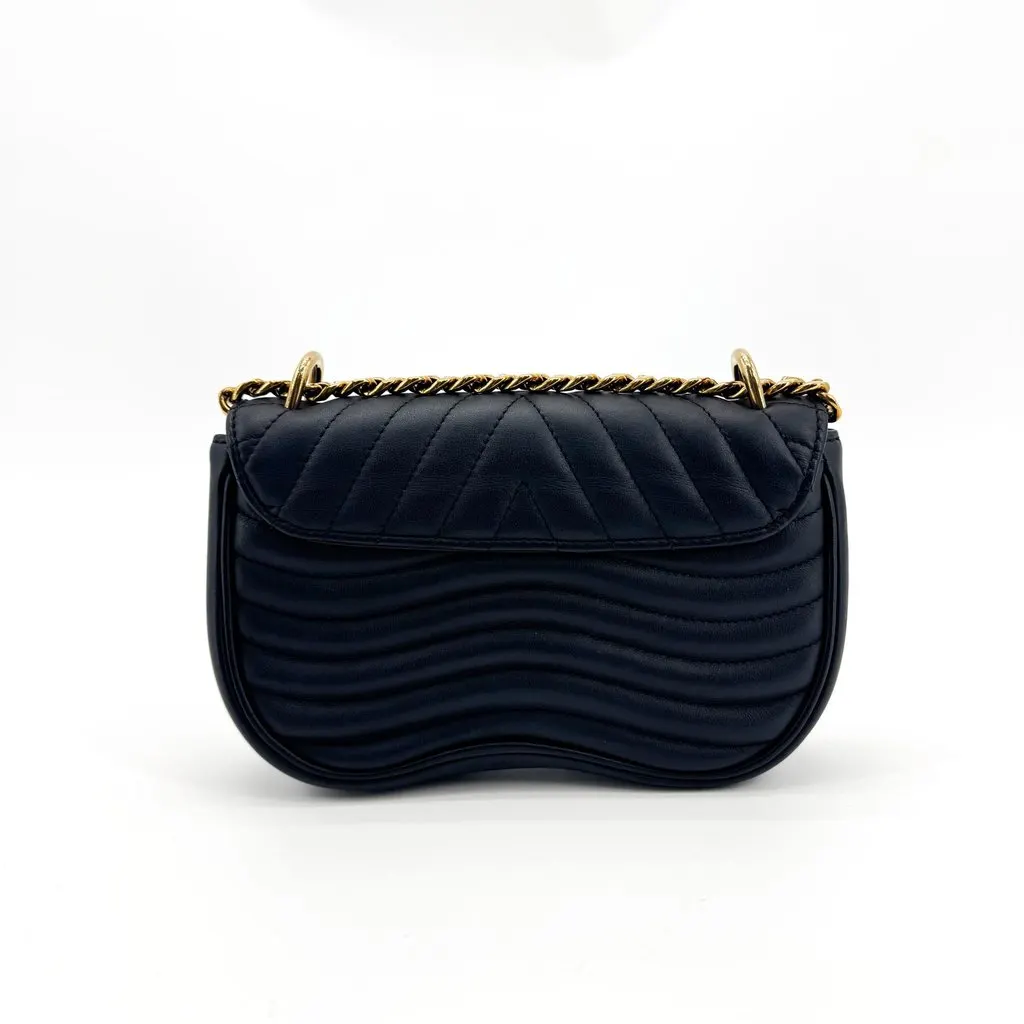 Louis Vuitton New Wave Chain Bag MM Black Black Leather Good - Back View