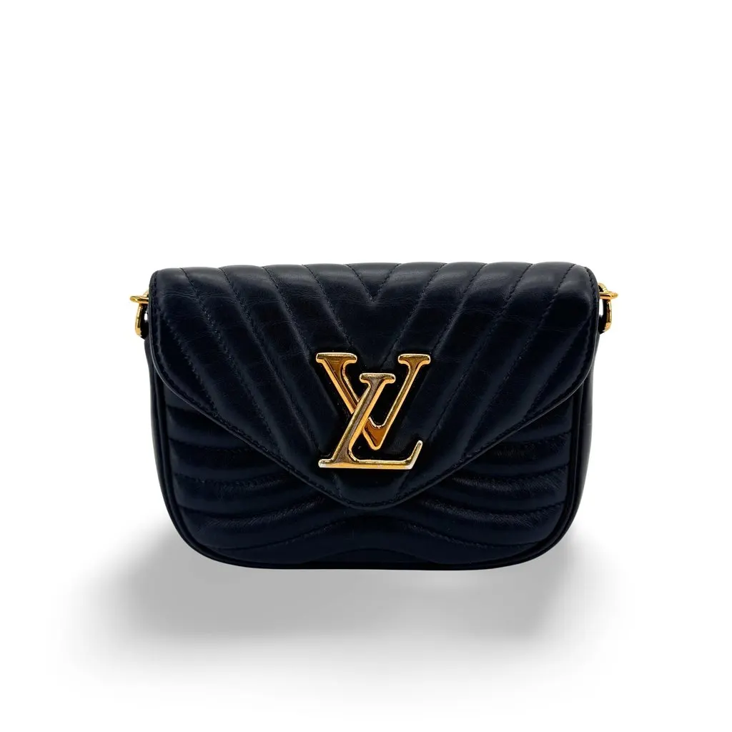 Louis Vuitton New Wave Chain Bag PM Black Black Leather Good - Front View