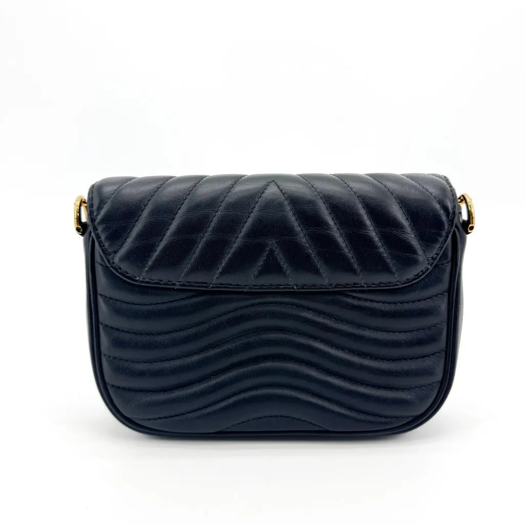 Louis Vuitton New Wave Chain Bag PM Black Black Leather Good - Back View