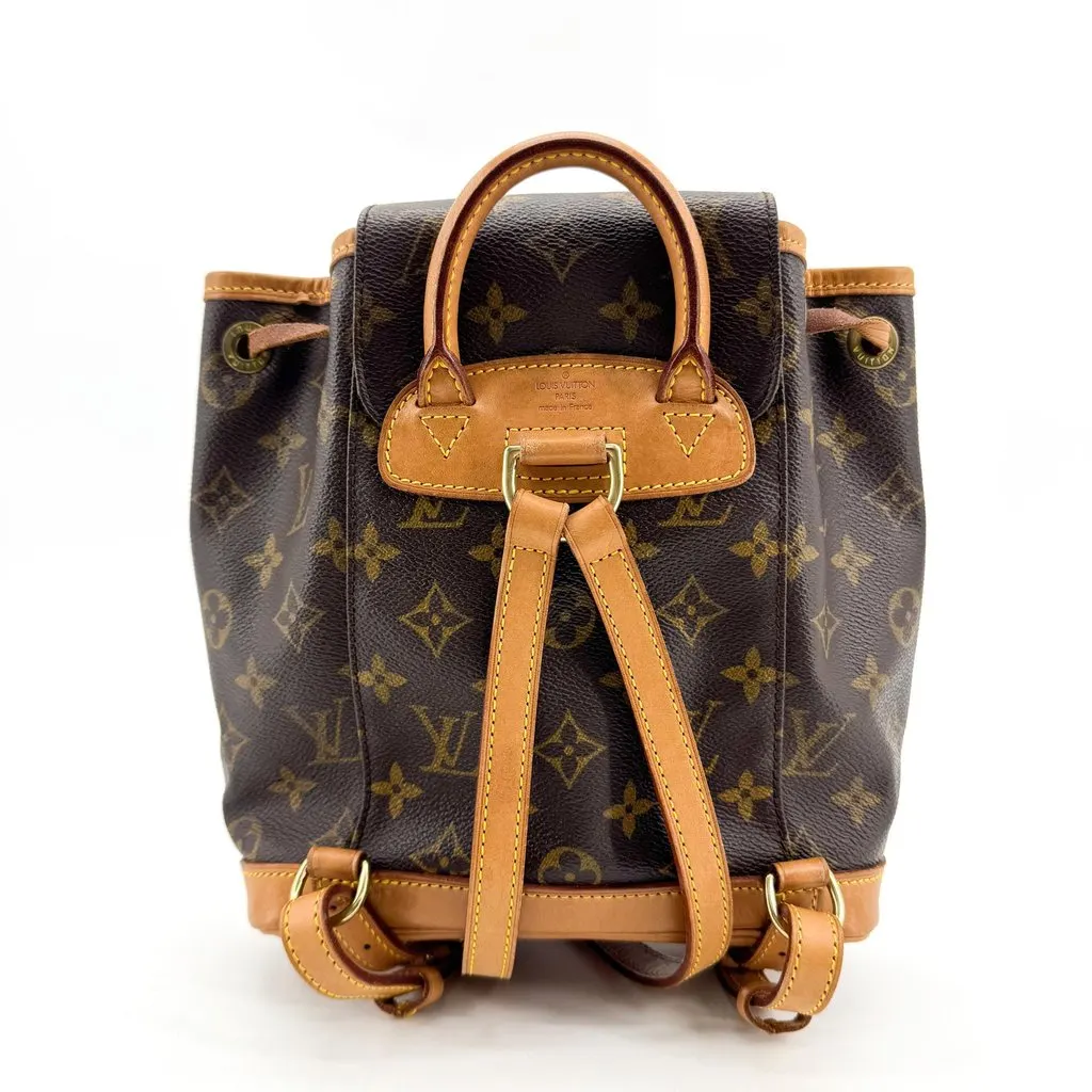 Louis Vuitton Monogram Montsouris PM Backpack Brown Beige Canvas Good - Back View