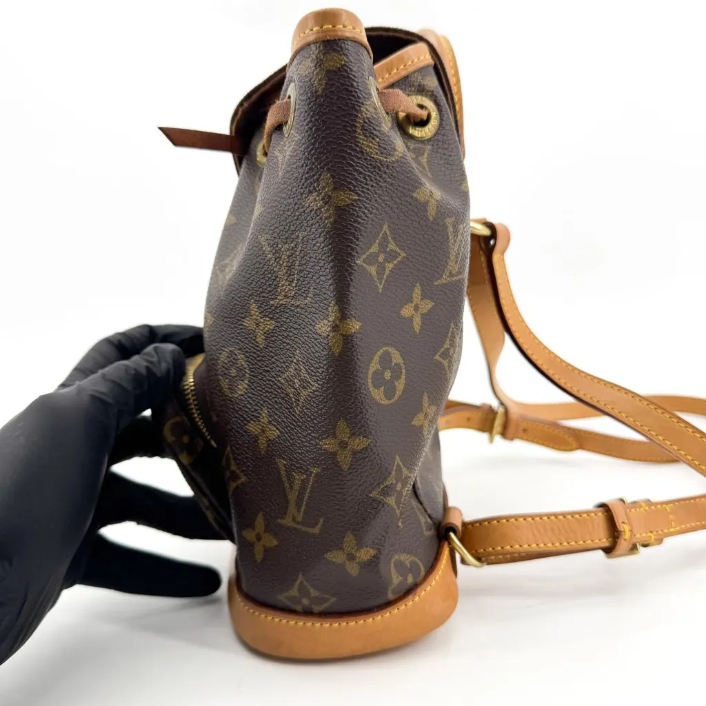 Louis Vuitton Monogram Montsouris PM Backpack Brown Beige Canvas Good - Model View