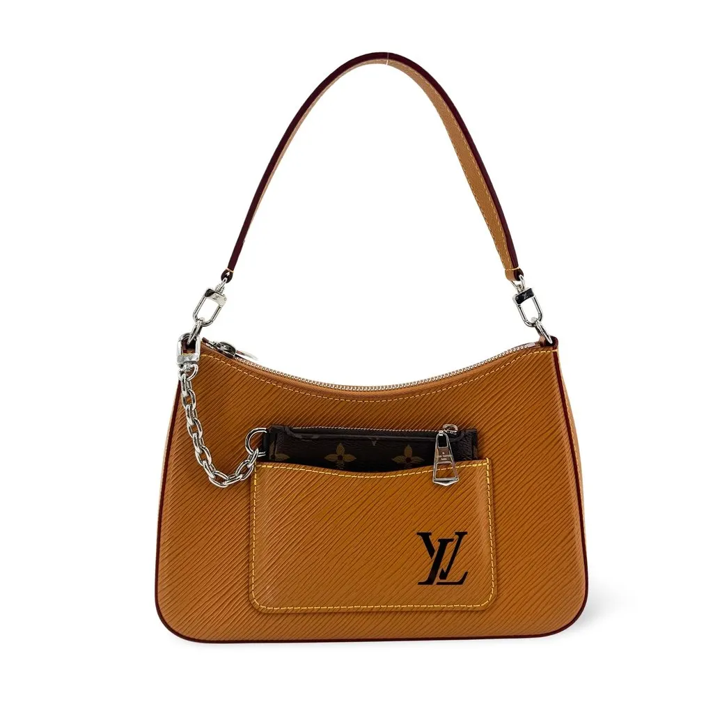 Louis Vuitton Epi Marelle Shoulder Bag Gold Brown Leather Good - Front View